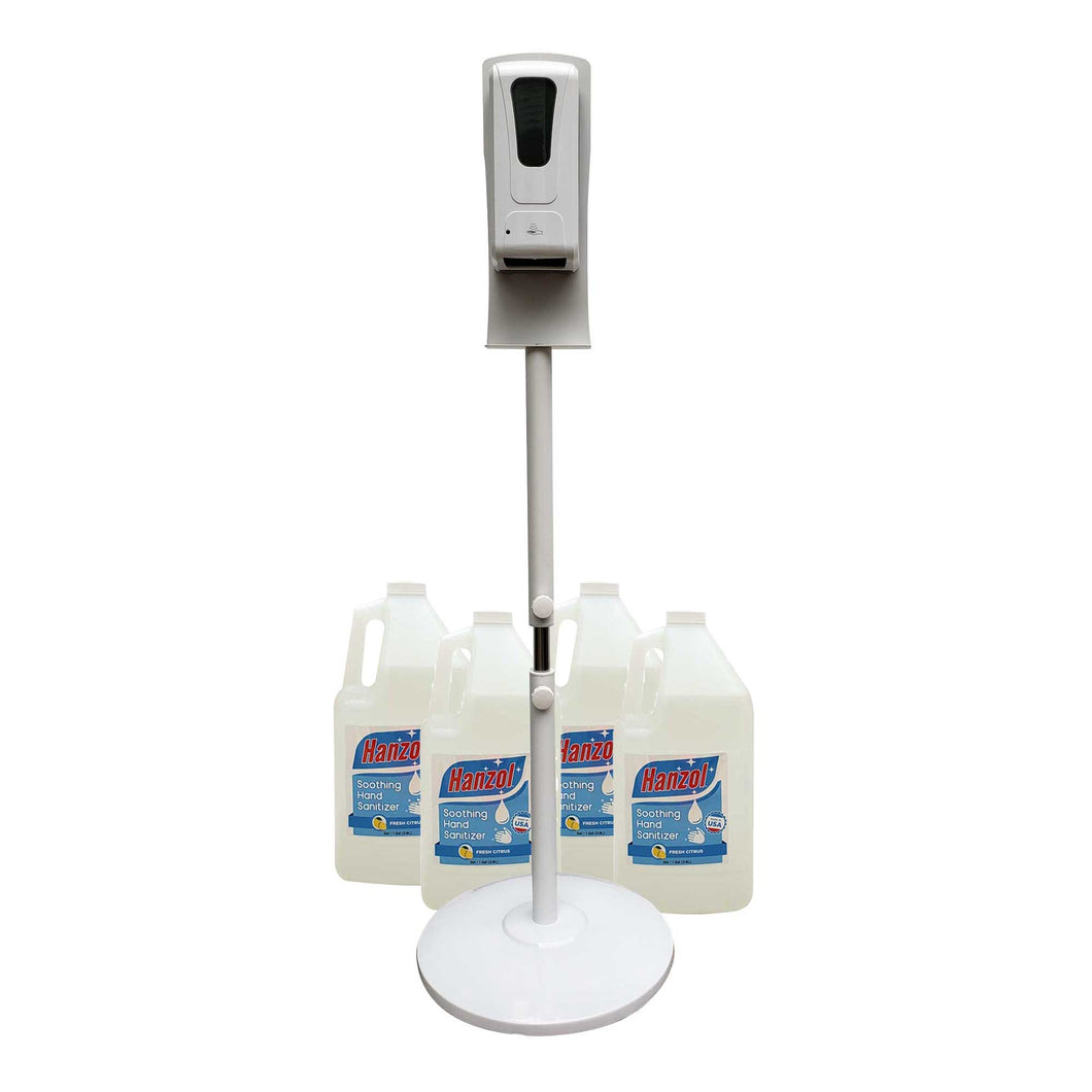 Automatic Sanitizer Dispenser + Stand + 4 (1) gallon jugs of sanitizer gel